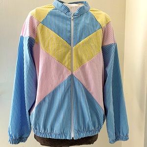 90s vintage pastel warmup windbreaker